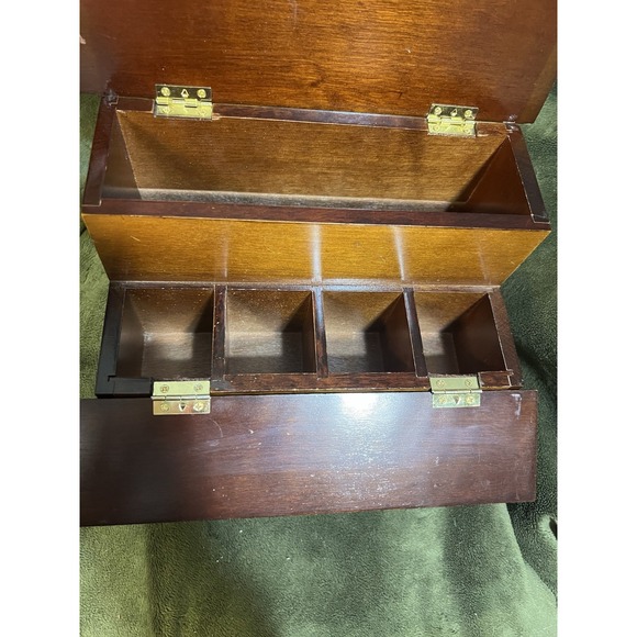Wooden Desk Organizer Trinket Jewelry Letter Box 9" x 5" x 5.5" (1973) - Picture 4 of 12